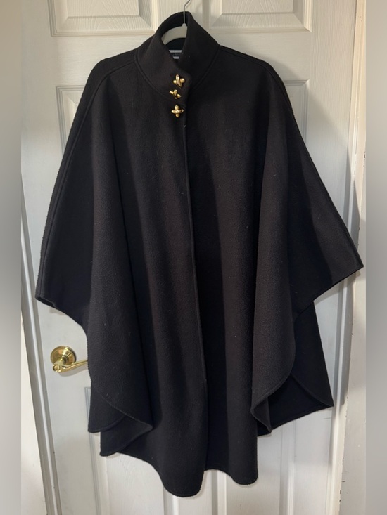 Amanda Smith Jackets & Blazers - Amanda Smith Black Fleece Cape with Gold X-Accents
